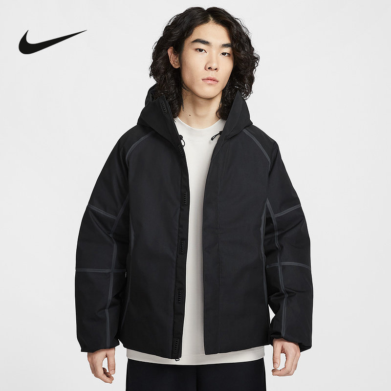 Nike耐克羽绒服男子2025冬季休闲宽松保暖连帽夹克外套HQ1502-010