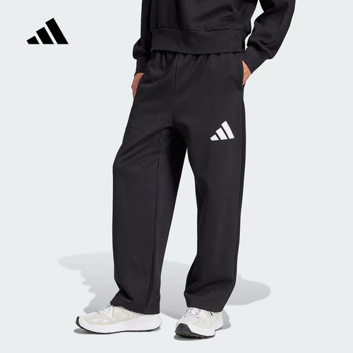 adidas阿迪达斯运动裤男2025冬季休闲针织保暖宽松直筒长裤JF3567