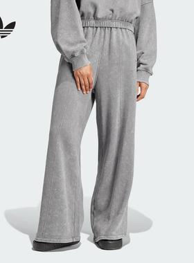 阿迪达斯三叶草女裤24冬季新款阔腿裤休闲运动宽松直筒长裤IY7399