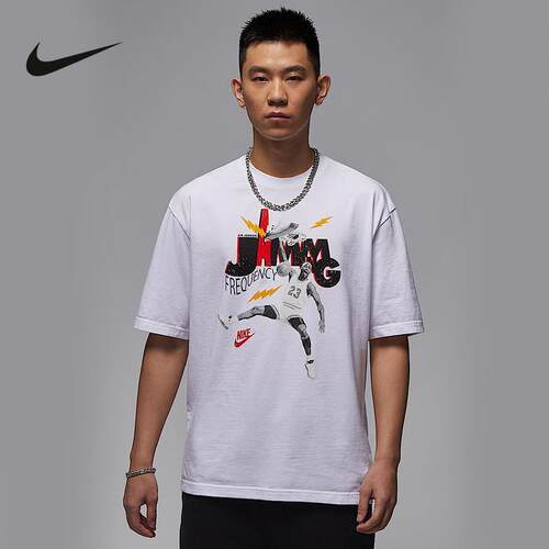 NIKE耐克短袖T恤男2025夏新品棉复古印花圆领宽松半袖 HJ2930-100