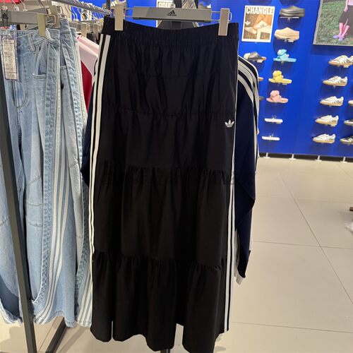阿迪达斯三叶草女裙新款夏季休闲透气运动半身长裙KY5728 KY5729
