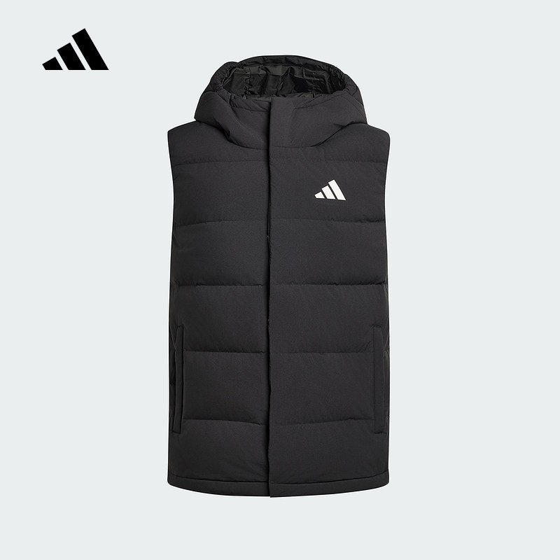 adidas阿迪达斯运动马甲男2025冬防风连帽羽绒背心KH3995 KH3996