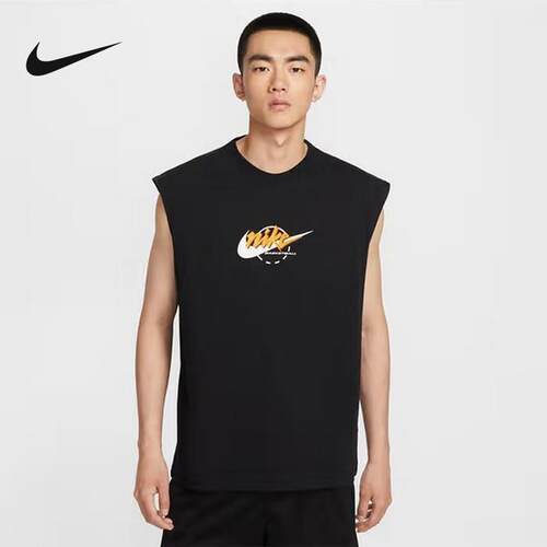 Nike耐克运动背心男2025秋季休闲圆领透气印花无袖T恤IB4329-010