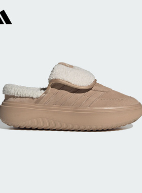 adidas阿迪达斯女鞋2025冬季一脚蹬加绒保暖轻便运动休闲鞋JS4998