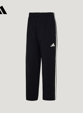 adidas阿迪达斯运动裤男2026春三条纹毛圈针织宽松直筒长裤KU5387