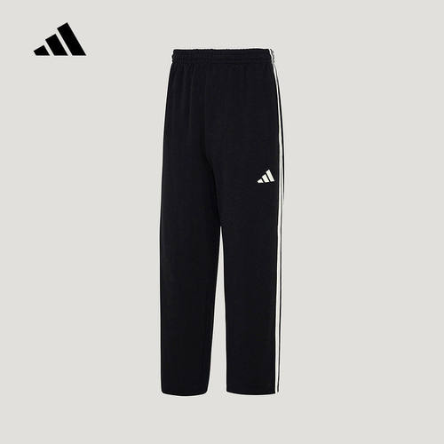 adidas阿迪达斯运动裤男2026春三条纹毛圈针织宽松直筒长裤KU5387