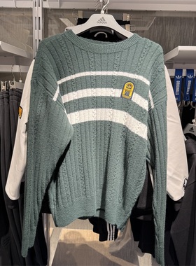 阿迪达斯三叶草男女毛衣2024冬季新款针织保暖圆领套头衫JC6849