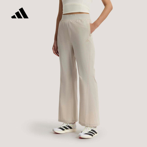 adidas阿迪达斯运动裤女2026夏梭织休闲透气喇叭裤KH2621 KH2623