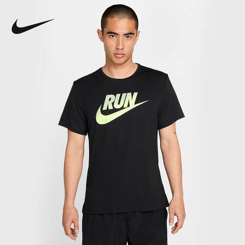 NIKE耐克短袖男2025夏季logo印花跑步运动训练透气T恤 HJ3565-010
