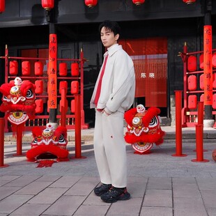 阿迪达斯外套男2025春季陈晓同款蛇年加绒运动宽松翻领夹克JZ4194