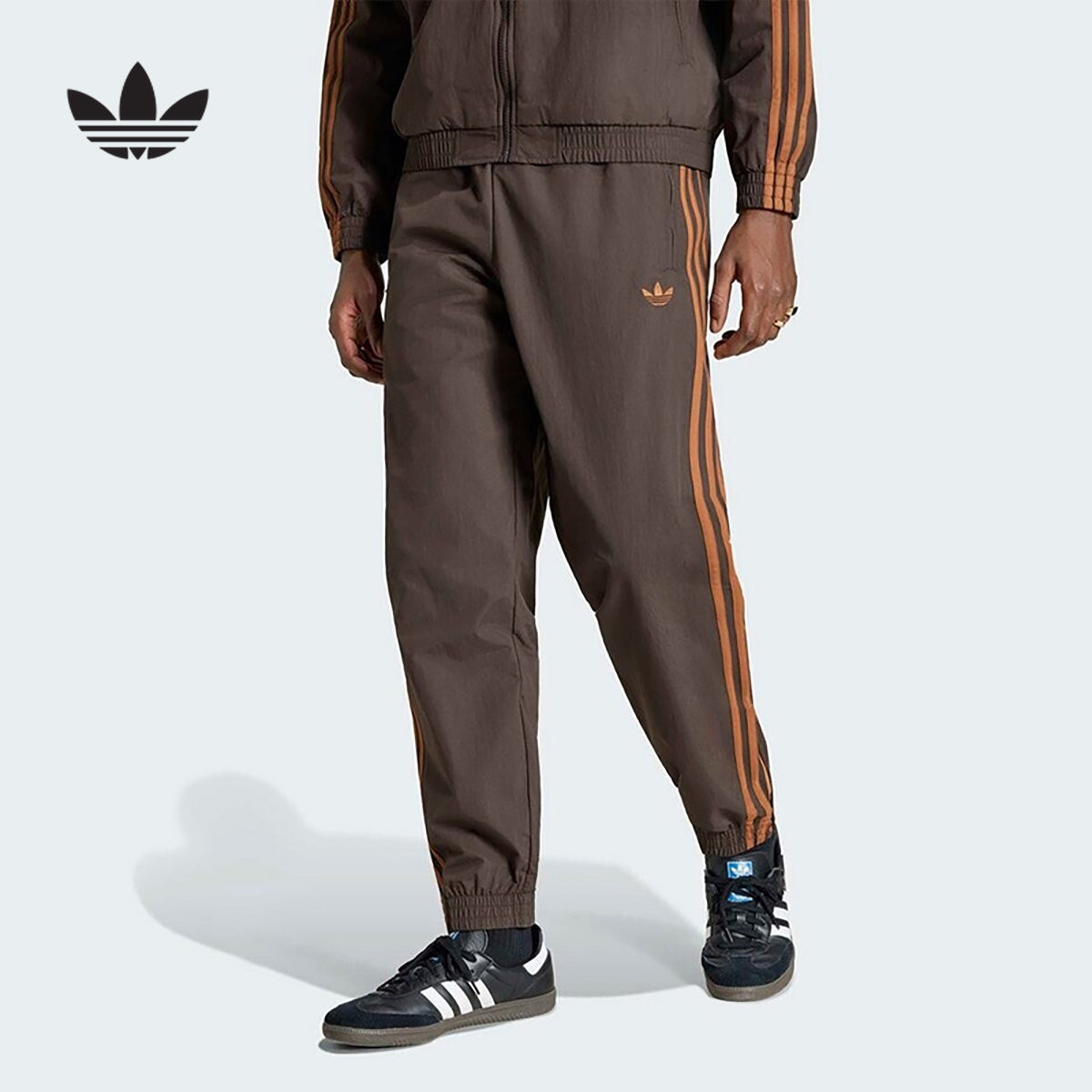 adidas阿迪达斯三叶草运动裤男三条纹收口束脚梭织收口长裤KS7499