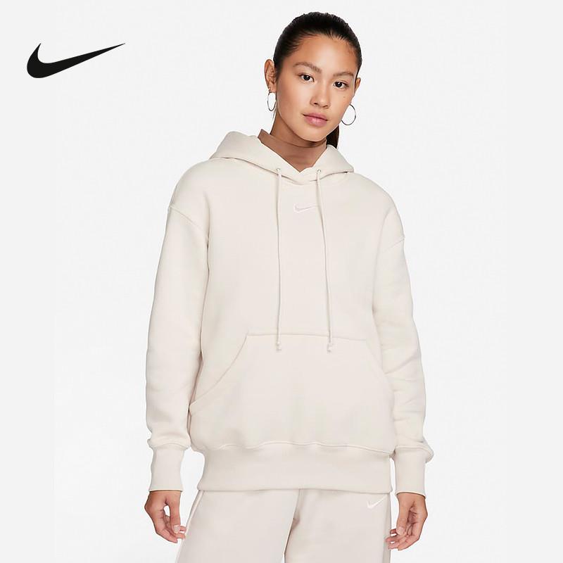 NIKE耐克加绒卫衣女装2024冬季新款连帽保暖休闲套头衫DQ5861-104