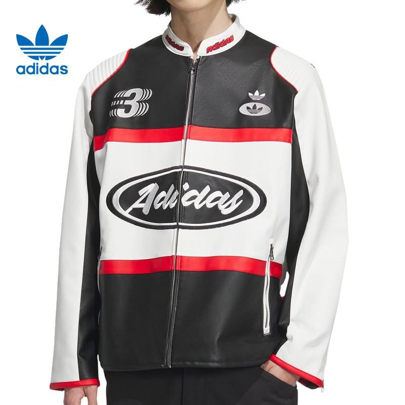 阿迪达斯三叶草外套男2025春季情人节款运动宽松夹克机车服JM8031