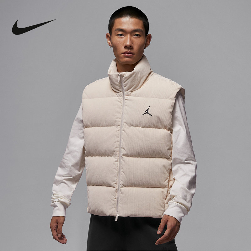 Nike耐克运动马甲男2025冬Jordan休闲防风立领羽绒背心HV0535-104