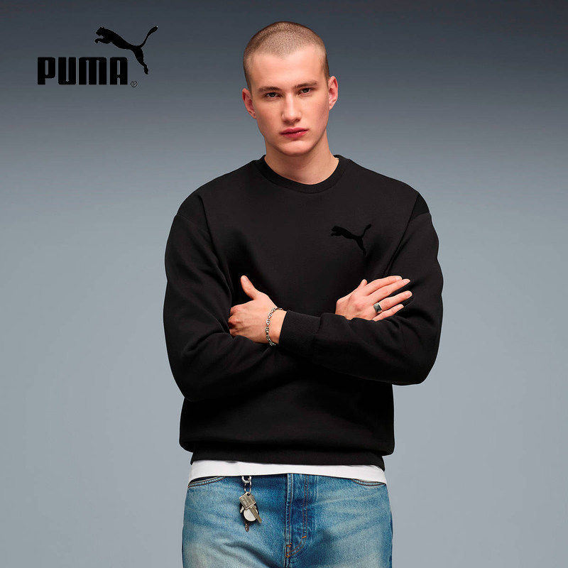 Puma彪马卫衣男2026春季运动服宽松休闲长袖圆领套头衫636791-01
