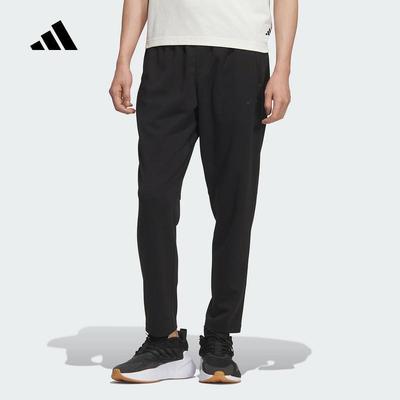 adidas阿迪达斯男裤2025秋季新款休闲针织透气直筒运动长裤KB9131