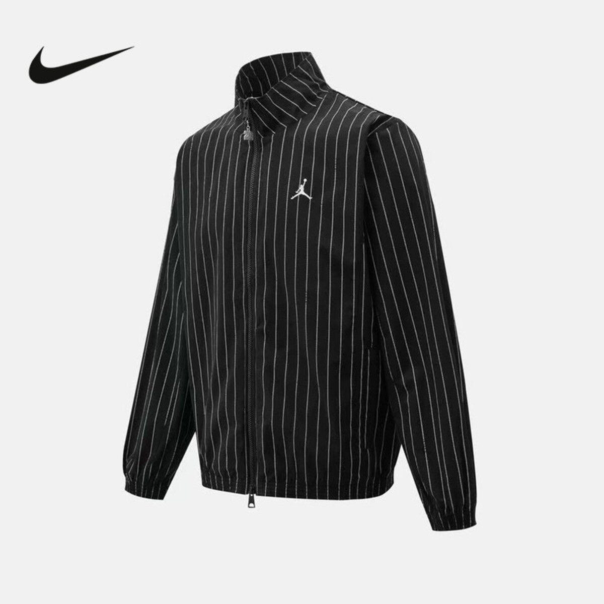 Nike耐克外套男2026夏Jordan宽松休闲立领条纹梭织夹克IR6302-010