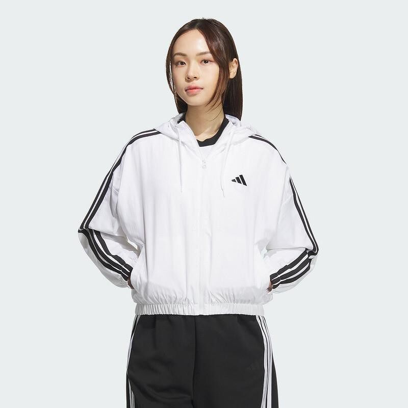 adidas阿迪达斯外套女子2025春季新款运动休闲连帽梭织夹克JZ2161图片