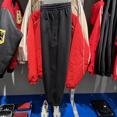 阿迪达斯三叶草男裤2024冬季新款卫裤宽松休闲保暖运动长裤IY2245