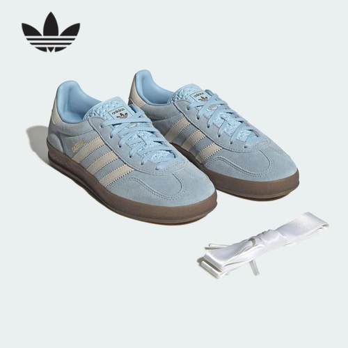 adidas阿迪达斯三叶草T头鞋2025春女鞋GAZELLE德训鞋板鞋JI2717