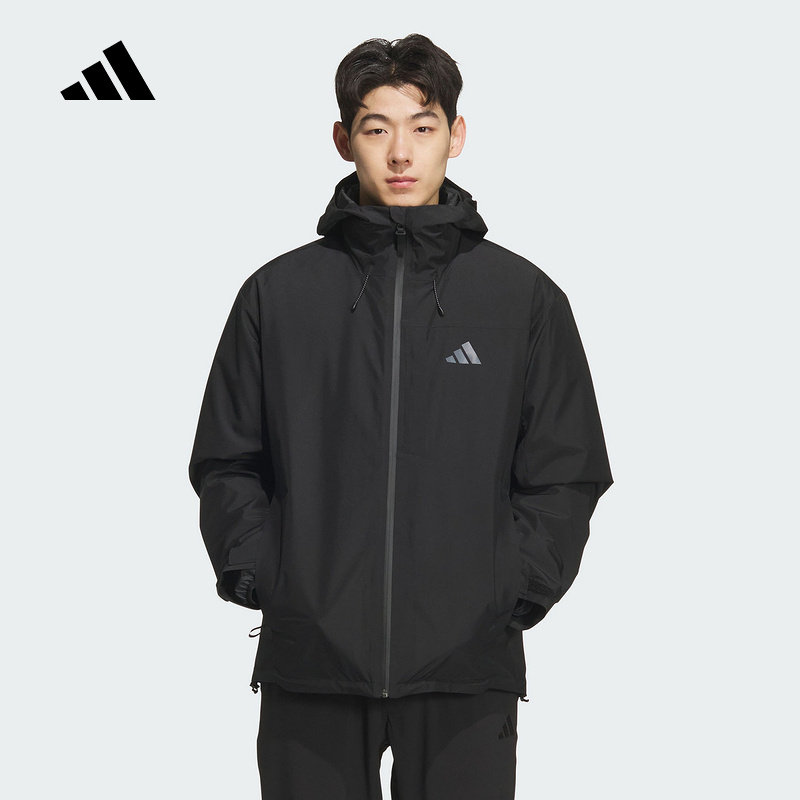 Adidas阿迪达斯男子羽绒服2025冬季拒水三合一连帽运动外套KQ5501