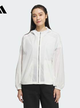 adidas阿迪达斯外套女2025夏季梭织运动休闲连帽防晒衣夹克JZ1682