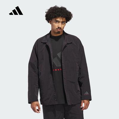 adidas阿迪达斯外套男子2024冬季新款梭织翻领休闲衬衫夹克IW5641