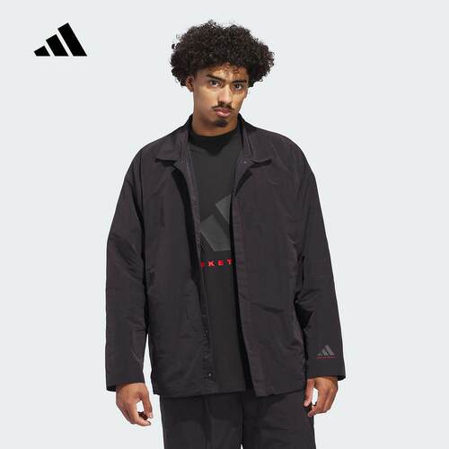 adidas阿迪达斯外套男子2024冬季新款梭织翻领休闲衬衫夹克IW5641
