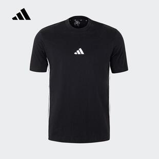 adidas阿迪达斯男子短袖2025夏季纯棉运动休闲圆领透气T恤 JY8564