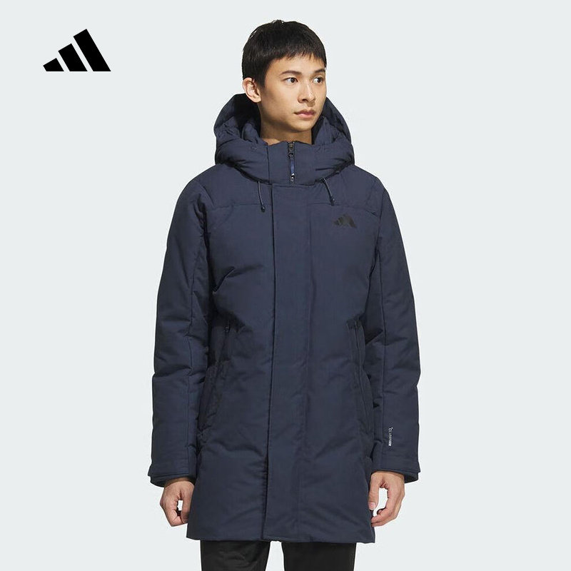adidas阿迪达斯中长款羽绒服2025冬男连帽外套夹克KC2512 KC2514