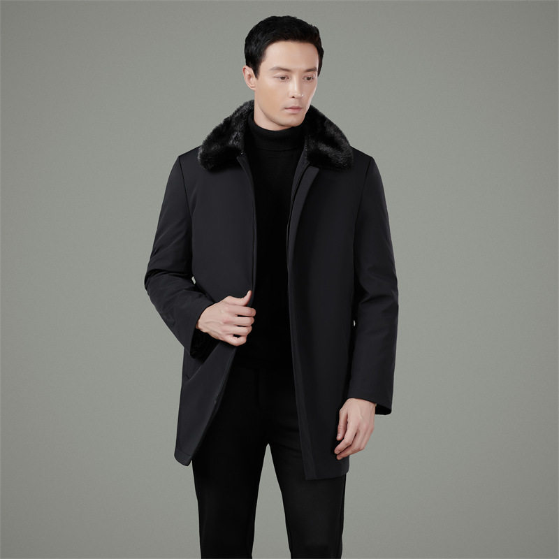 派克服男黄金貂内胆皮草尼克服高端男装商务大毛领可拆卸羽绒服男