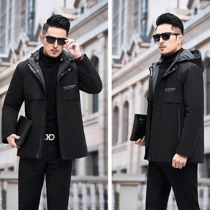 2024秋冬男款派克服中长款可拆卸獭兔毛内胆皮毛一体皮草外套大衣