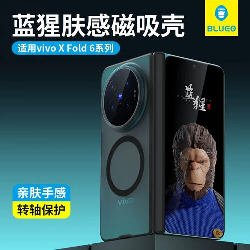 BLUEO蓝猩橙标适用VivoXfold6折叠屏磁吸手机壳vivo中轴铰链保护套X半磨砂肤感透明fold6超薄防摔抗指纹商务