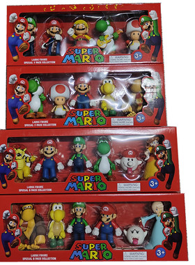 超级玛丽Super Mario马里奥路易耀西库巴绿龙6款盒装摆件玩偶公仔