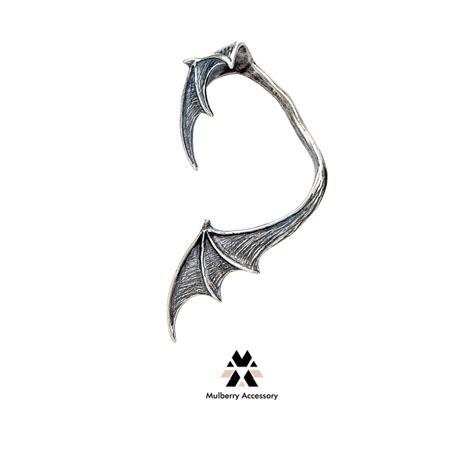 【s925银】魔幻另类哥特复古暗黑恶魔使者蝙蝠纯银耳夹耳钉男女