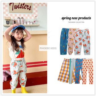 BC2022春夏西班牙儿童纯棉印花长裤卫衣阔腿裤男女宝宝打底裤子