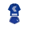 Bo Blue Wavy English Short-Sleeve Swimsuit Set (in Stock)