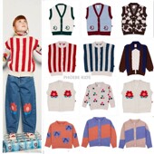 英伦wyn24AW儿童秋冬纯棉拼色针织开衫 外套男女宝宝洋气马甲毛衣