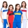 Bộ đồ ngắn tay mùa hè Jiamusi thể dục nhịp điệu thể thao nam và nữ người mẫu Hàn Quốc trình diễn trang phục múa lụa vuông - Thể thao sau set đồ thể thao nữ