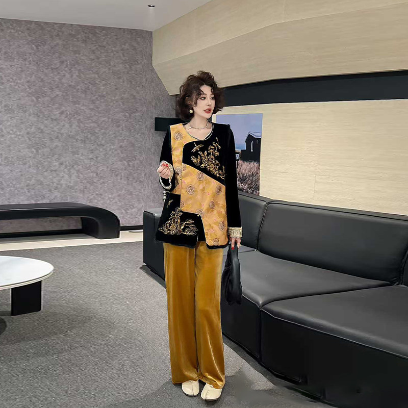 大码女装拼色AB版国风马甲胖妹妹简约百搭复古风净版丝绒加绒裤子,女装/女士精品,大码内搭,淘宝优惠券,粉丝福利购,淘宝优惠卷