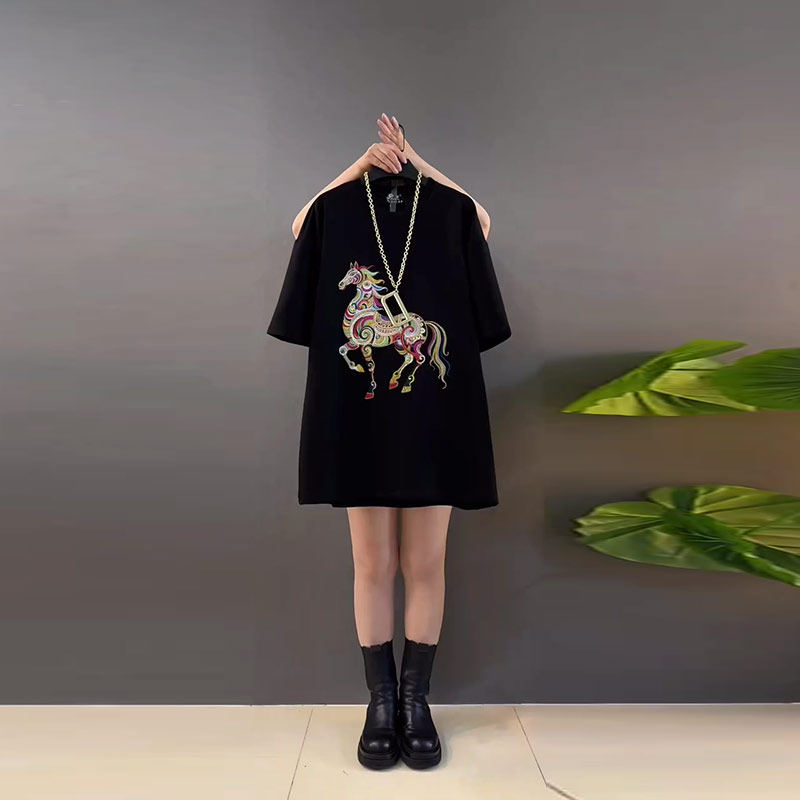 加肥女拼色图案圆领短袖上衣胖妹妹宽松遮肚子韩版减龄休闲T恤衫,女装/女士精品,大码内搭,淘宝优惠券,粉丝福利购,淘宝优惠卷