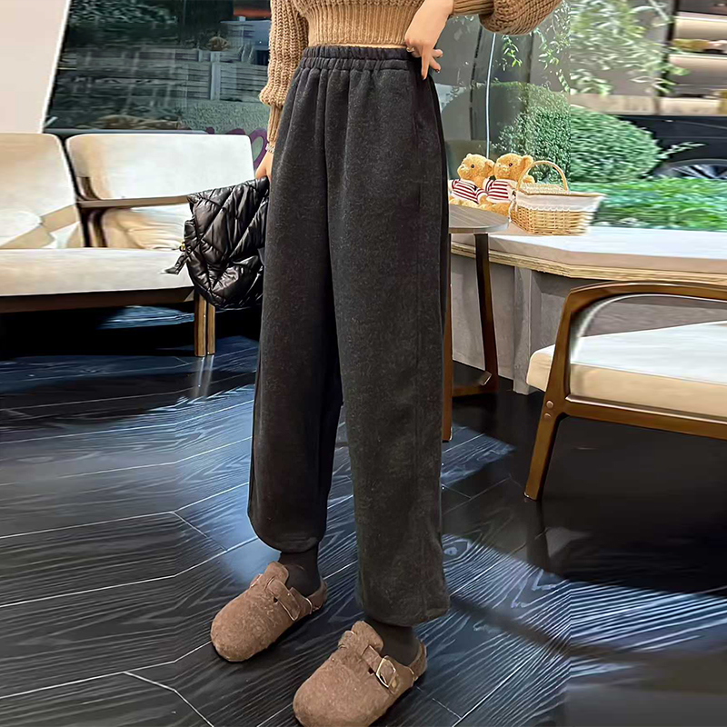 大码女装松紧腰阔腿九分裤