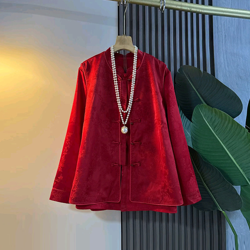 大码女装本命年立领盘扣暗花国风马甲胖妹妹红色新年款长袖打底衫,女装/女士精品,大码内搭,淘宝优惠券,粉丝福利购,淘宝优惠卷