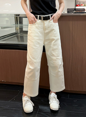 胖MM加肥前压线九分直筒裤宽松遮胯大码女装简约春秋款烟管休闲裤