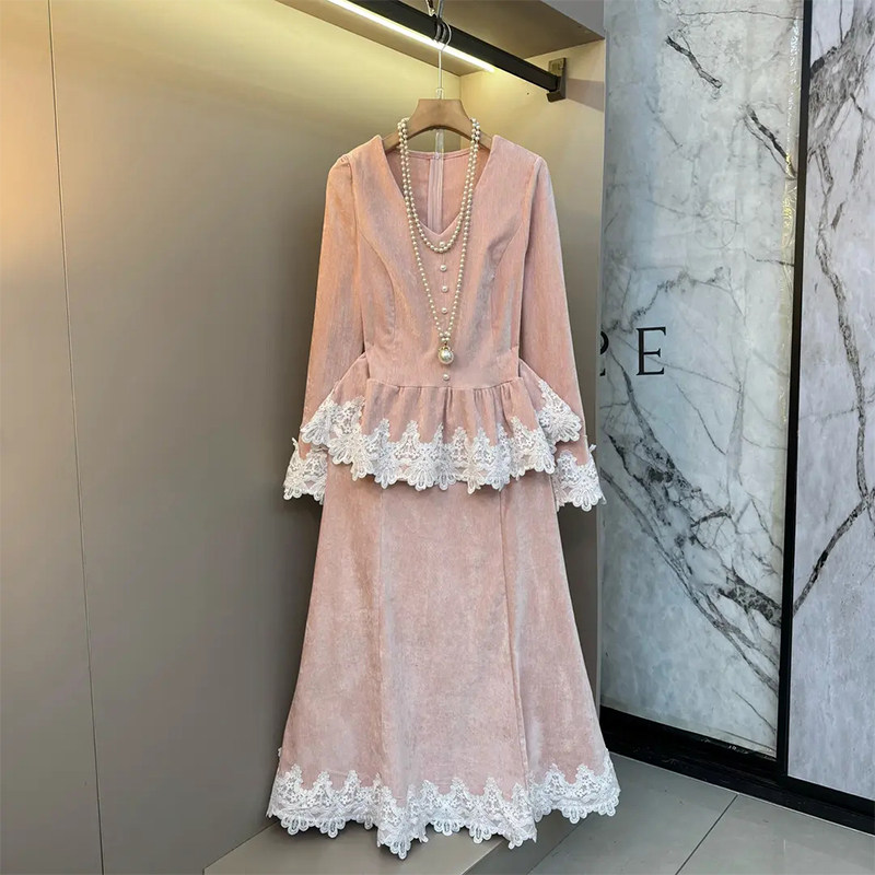 加大码女装拼色蕾丝边长袖上衣鱼尾半身裙胖妹妹淑女风甜美两件套,女装/女士精品,大码套装,淘宝优惠券,粉丝福利购,淘宝优惠卷