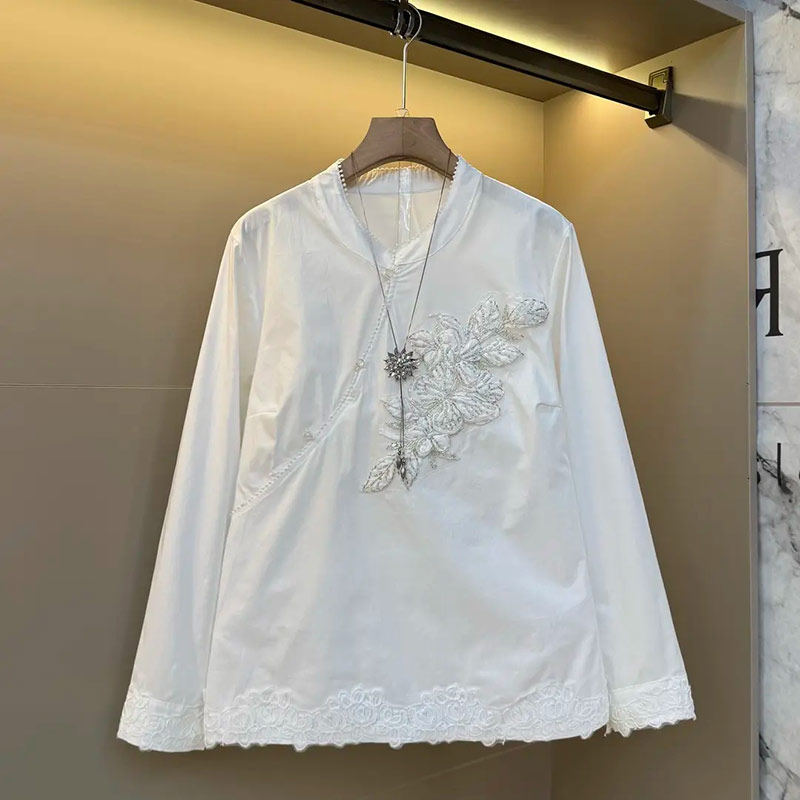 加大码女装拼蕾丝边立领衬衫2026新款纯色简约宽松百搭胖妹妹上衣,女装/女士精品,大码内搭,淘宝优惠券,粉丝福利购,淘宝优惠卷