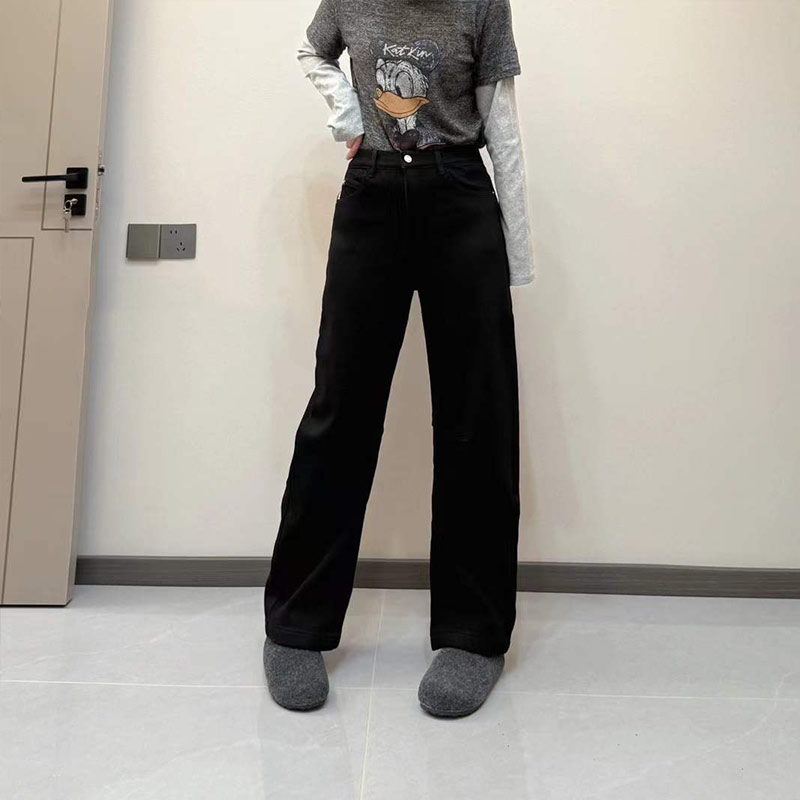 胖妹妹后腰松紧净版阔腿长裤