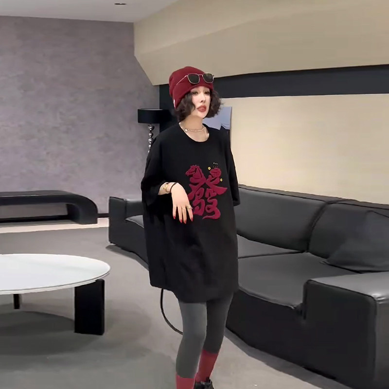 大码女装发字短袖T恤衫