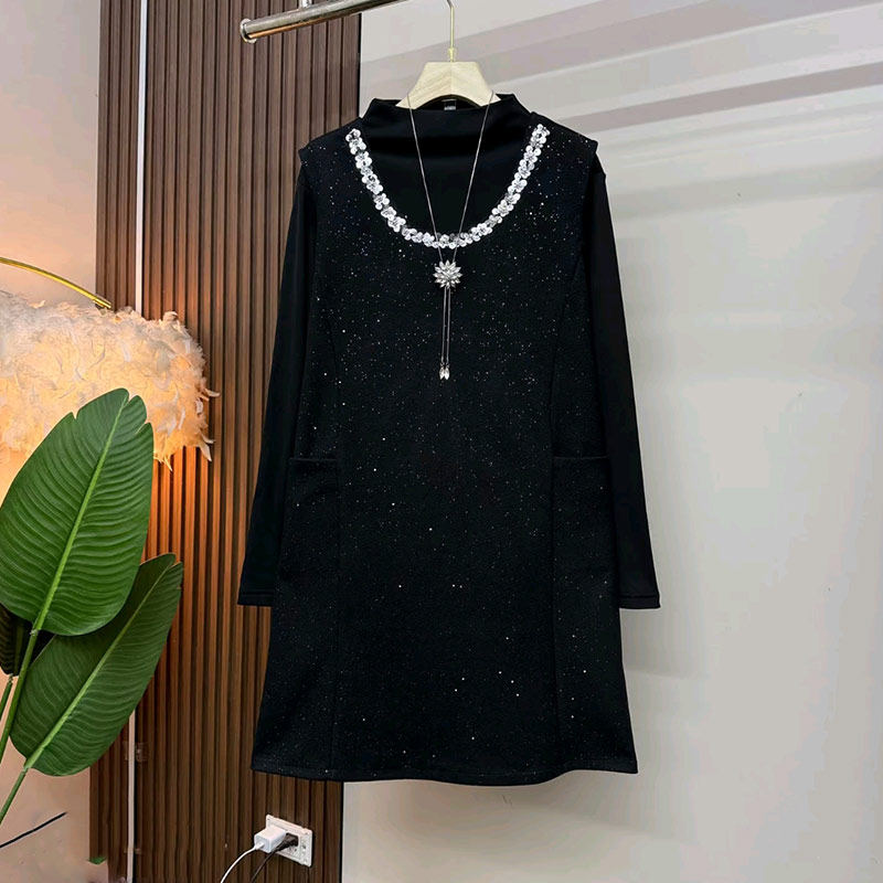 加大码女装立领长袖小衫胖妹妹气质中长款亮片领后背蝴蝶结马甲裙,女装/女士精品,大码内搭,淘宝优惠券,粉丝福利购,淘宝优惠卷