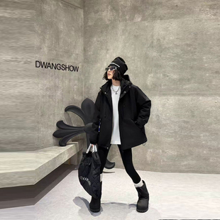 加肥女连帽拉链长袖 户外百搭保暖冲锋衣 棉服外套胖妹妹2025秋冬款